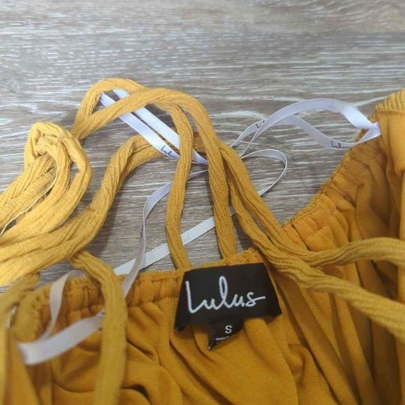 Lulus Sweet and Sunny Mustard Yellow Tiered Halter Babydoll Dress - Picture 8 of 9
